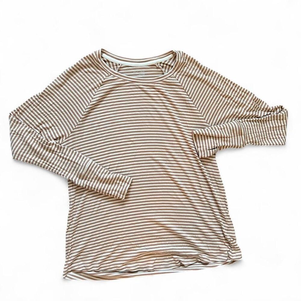 Aerie Offline Brown + Wipe Striped Long Sleeve - Size L